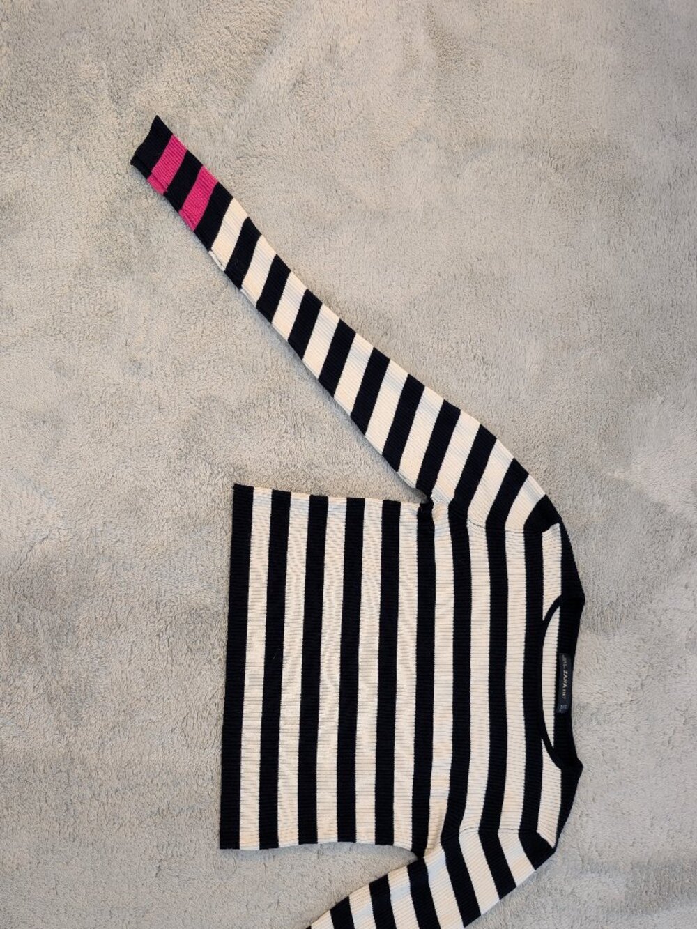 Navy Striped Zara Knit Ribbed Sweater